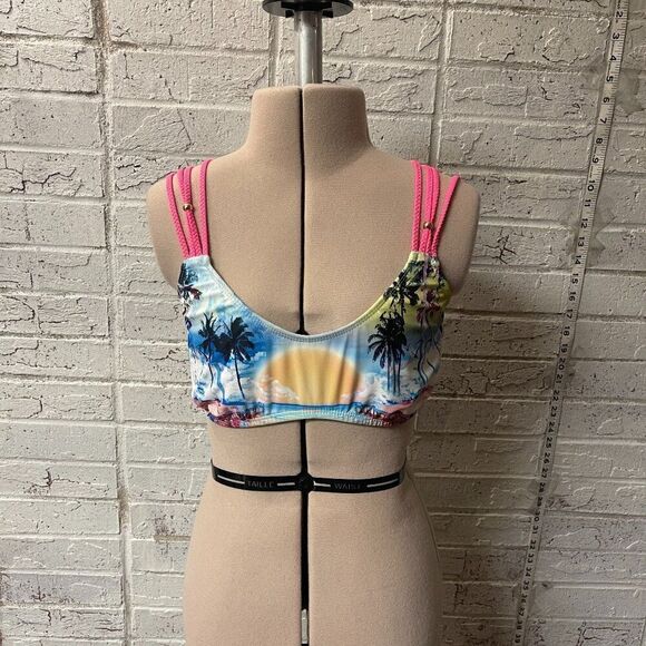 Hobie surfer ocean printed Y2K Bikini swim top Medium - Picture 1 of 11